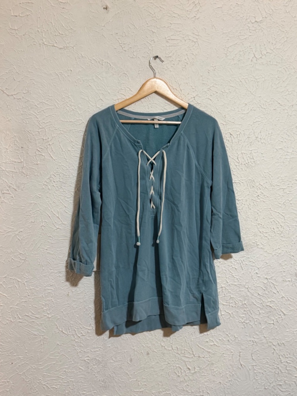 Victoria’s Secret Lace Up Pullover Sweatshirt Women’s Large Blue V-Neck